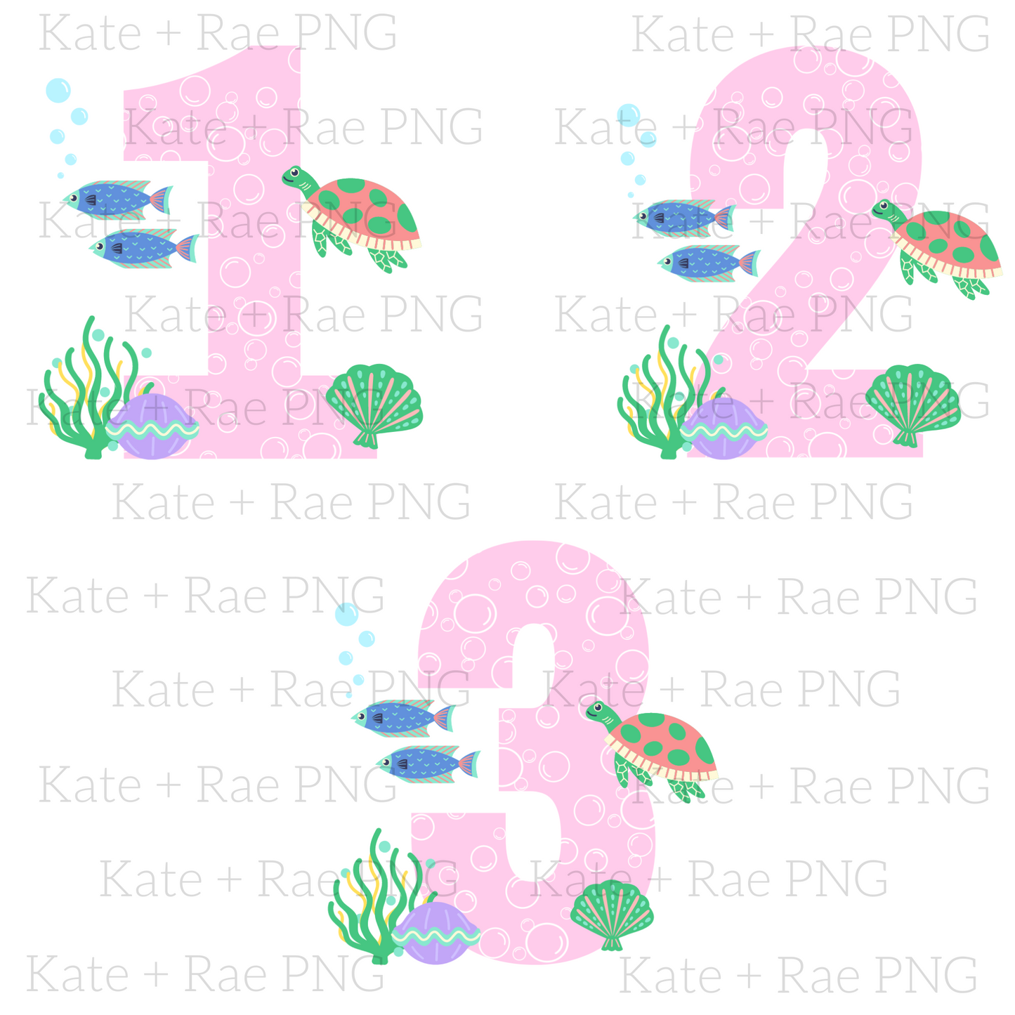 Girls Under the Sea Birthday Number Set