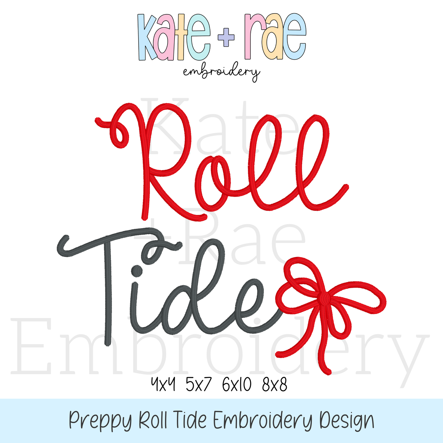 Preppy Roll Tide Embroidery Design