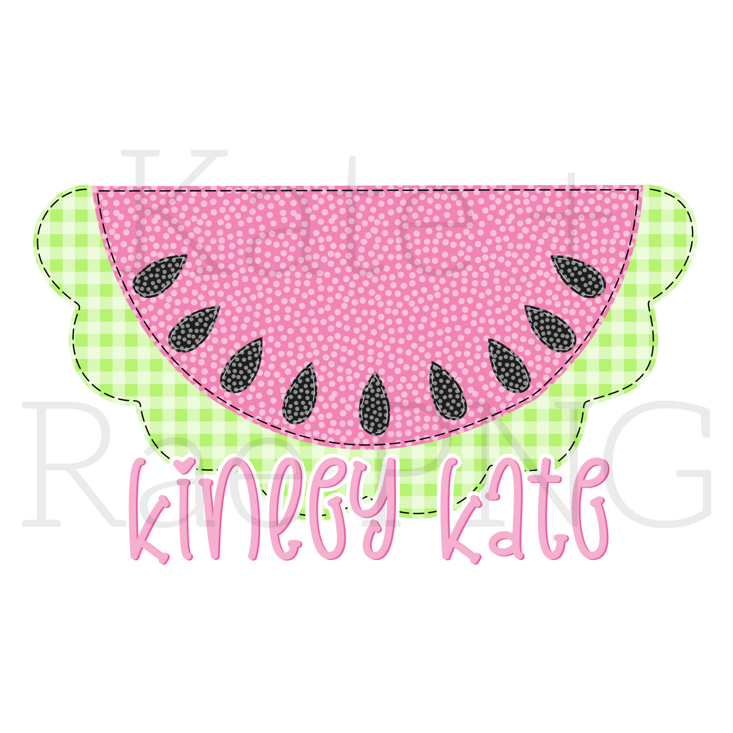 Girls Scalloped Watermelon Faux Applique PNG