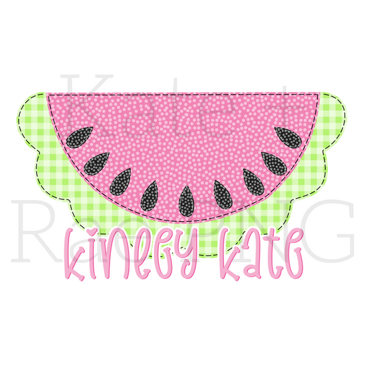 Girls Scalloped Watermelon Faux Applique PNG