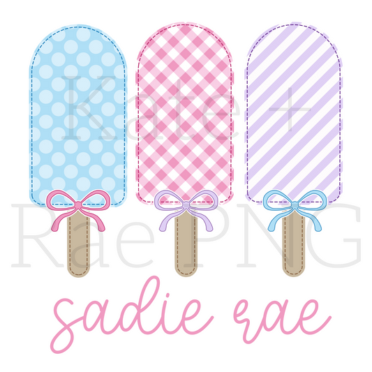 Bright Summer Popsicle Faux Applique Trio PNG