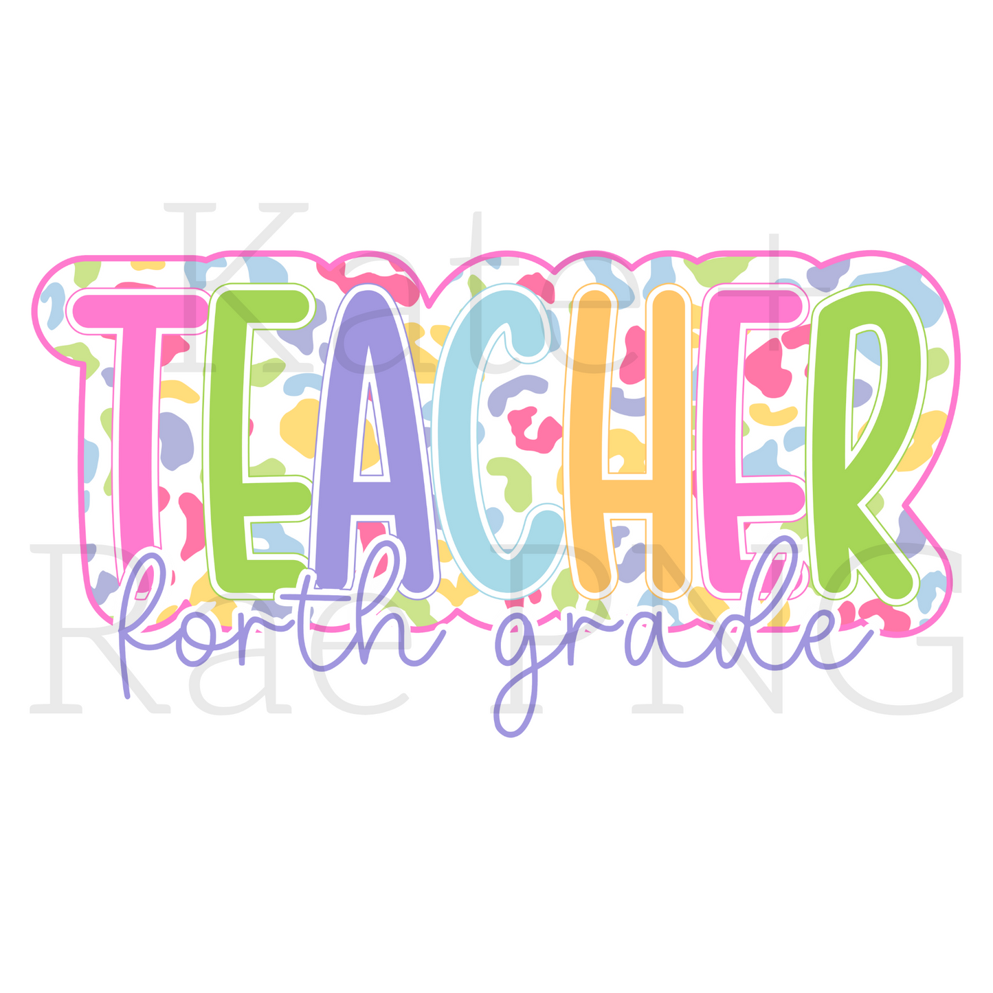 Bright Leopard Teacher Bundle Double Faux Applique PNG