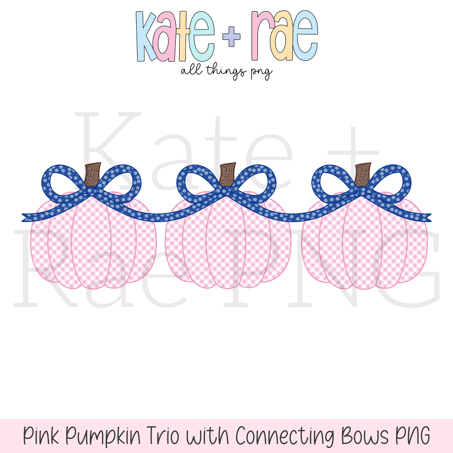 Pink Pumpkin Trio with Connecting Bows PNG