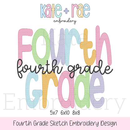 Fourth Grade Sketch Stitch Embroidery Design