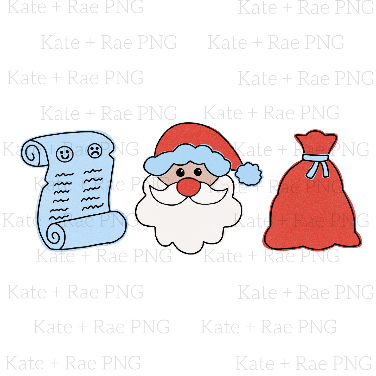 Santa Claus Trio PNG - Blue and Red