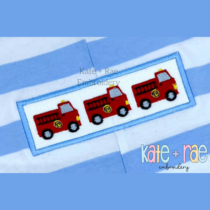 Firetruck Mini Fill Stitch with Patch Satin Applique Embroidery Design