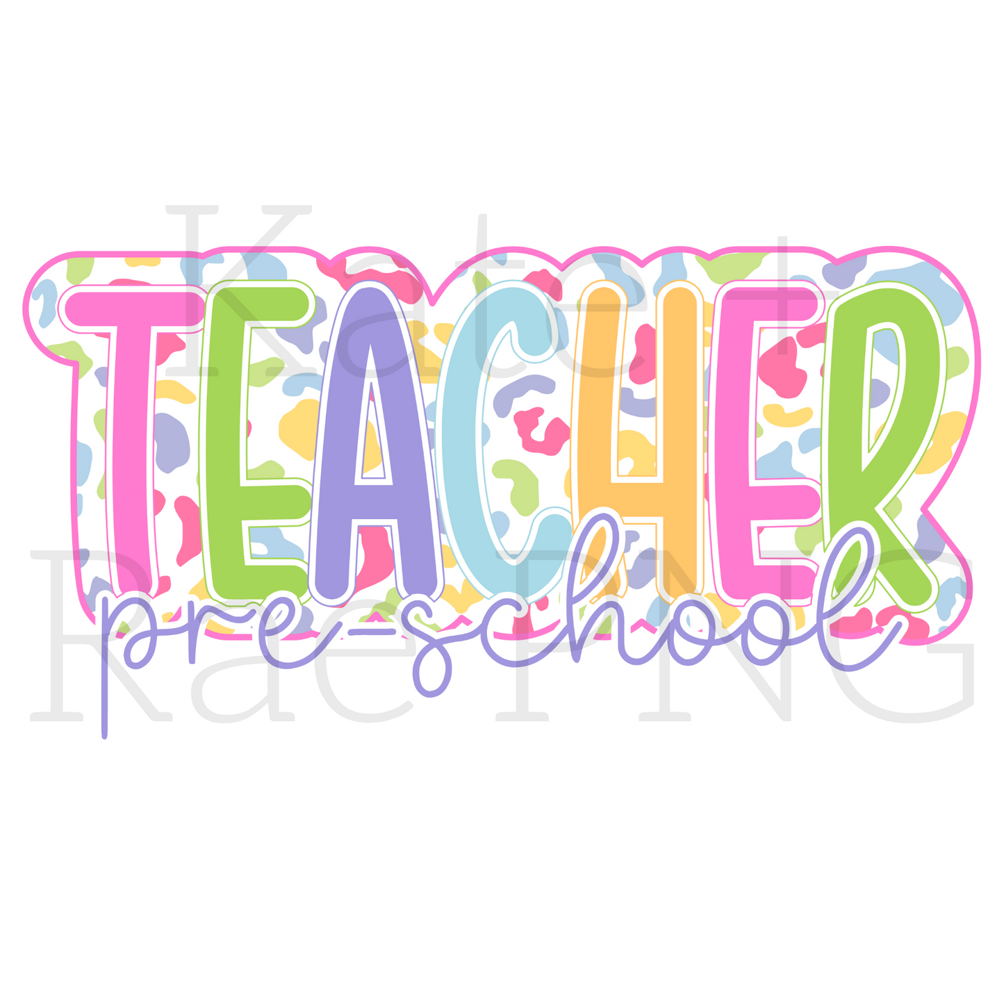 Bright Leopard Teacher Bundle Double Faux Applique PNG