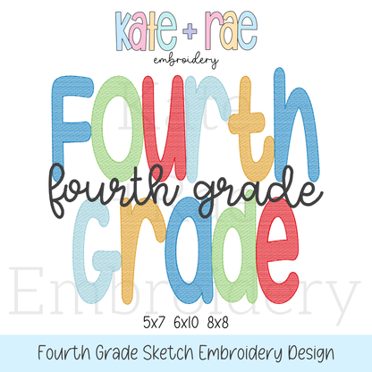 Fourth Grade Sketch Stitch Embroidery Design