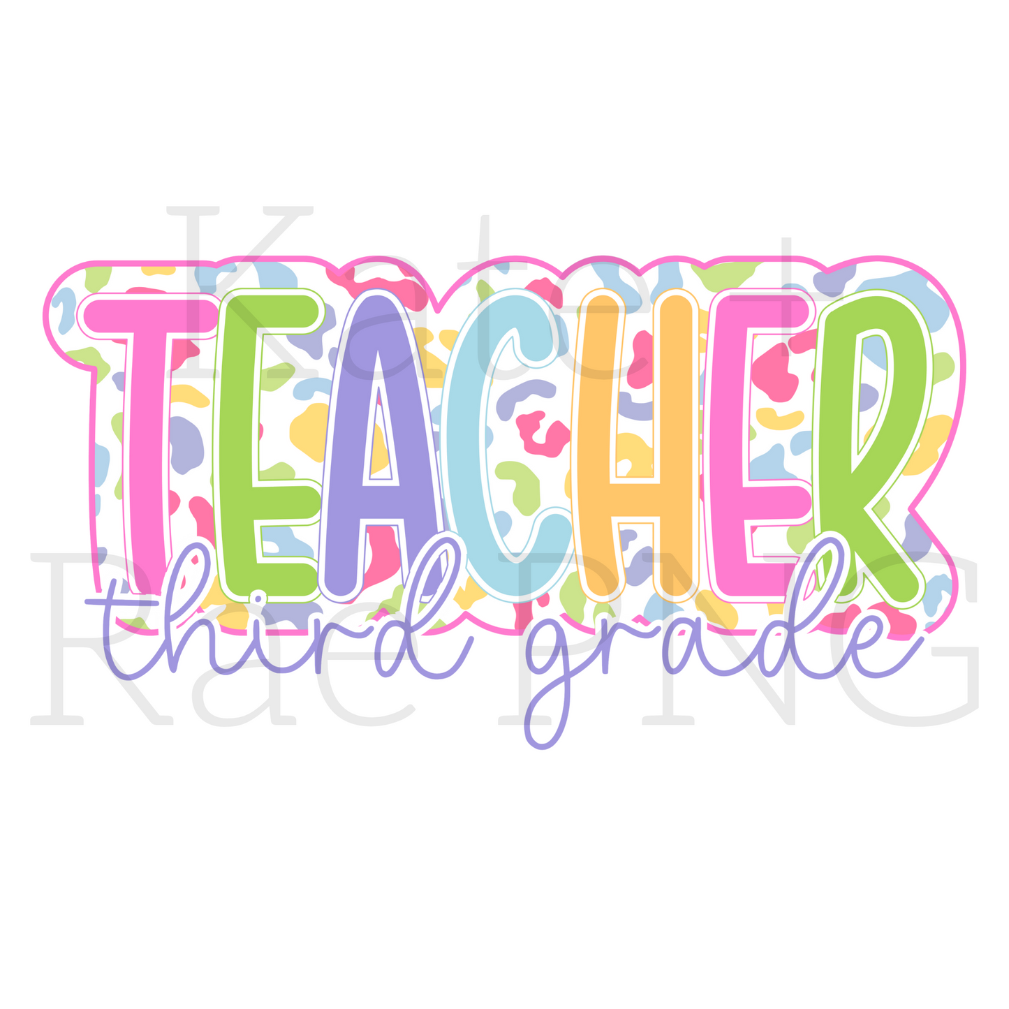 Bright Leopard Teacher Bundle Double Faux Applique PNG