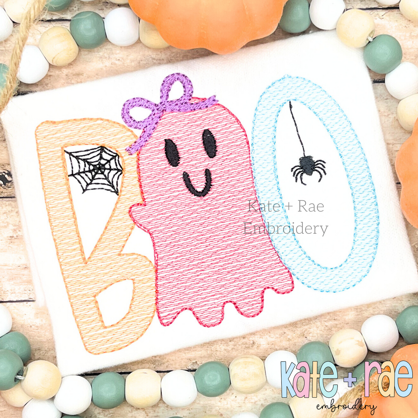 Girl's Boo Sketch Stitch Embroidery Design