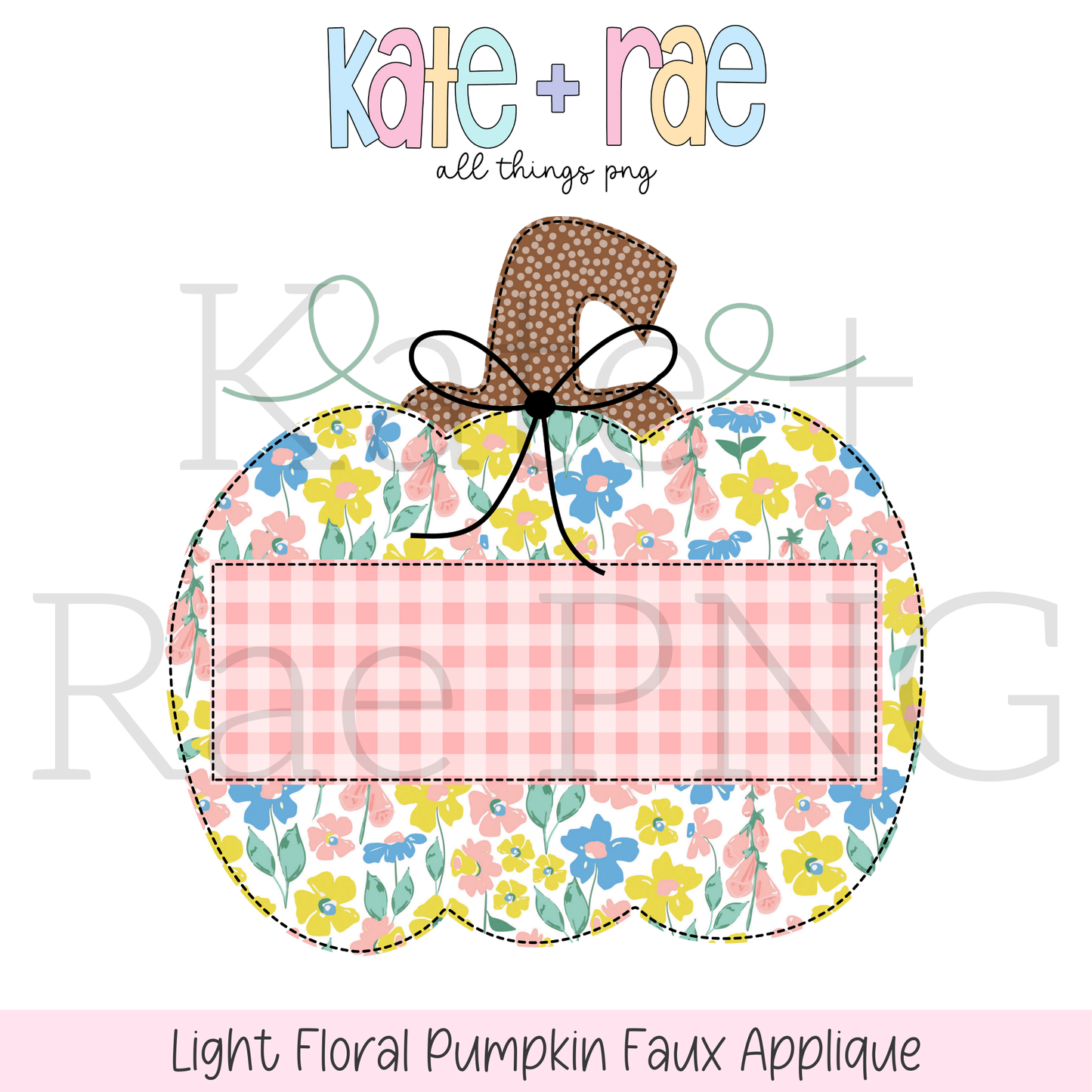 Light Floral Pumpkin Faux Applique PNG