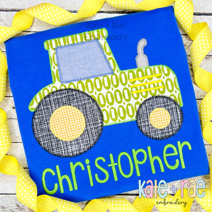 Tractor Zigzag Stitch Applique Embroidery Design