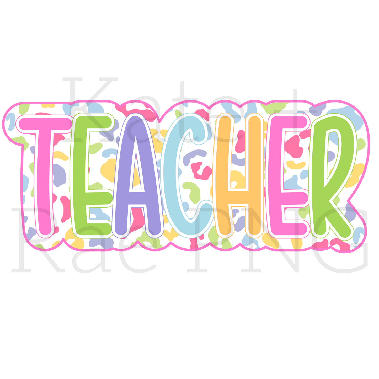 Bright Leopard Teacher Bundle Double Faux Applique PNG