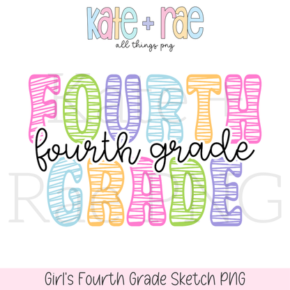 Girl's Sketch Style Grade PNG Bundle