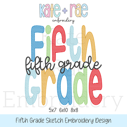 Fifth Grade Sketch Stitch Embroidery Design