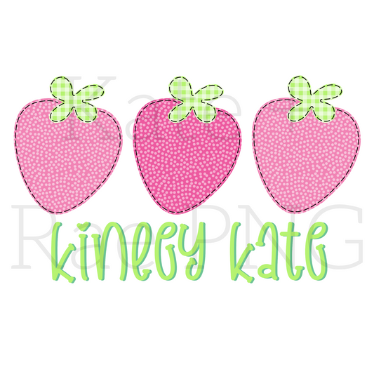 Spring Strawberry Trio Faux Applique PNG