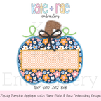 Girl's Pumpkin Zigzag Applique Embroidery Design