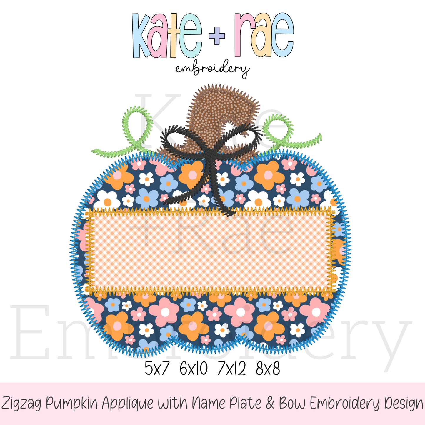 Girl's Pumpkin Zigzag Applique Embroidery Design