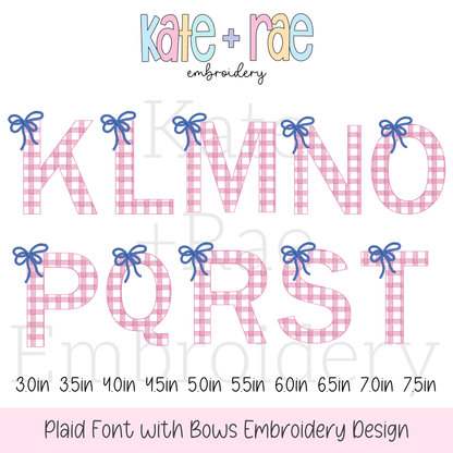 Plaid Embroidery Font with Bows