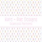 Girl's Fishing Lure Watercolor Seamless Pattern: Smaller scale seamless pattern of pink and purple watercolor fishing lures