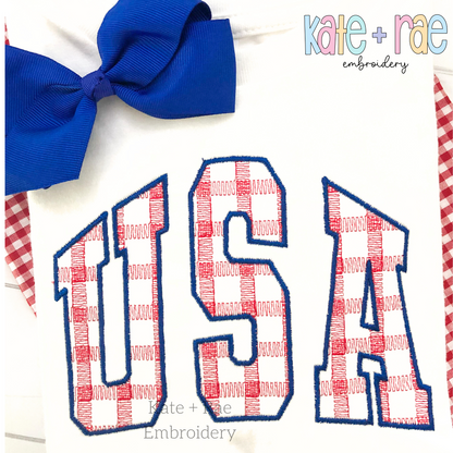 USA Plaid Filled Embroidery Design