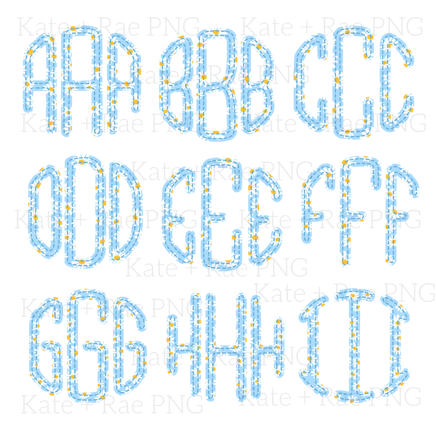 Daisy Faux Applique Circle Monogram