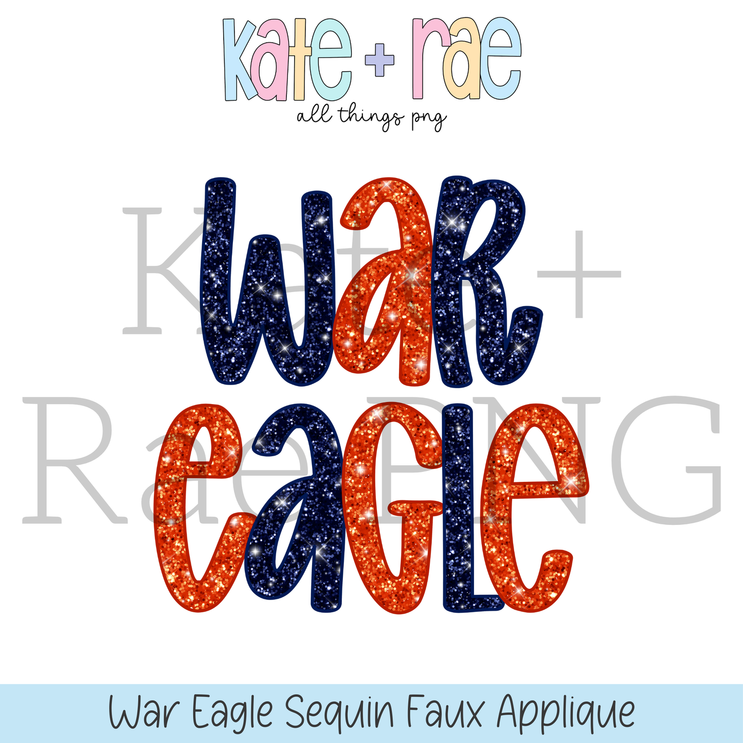 War Eagle Glitter Faux Applique