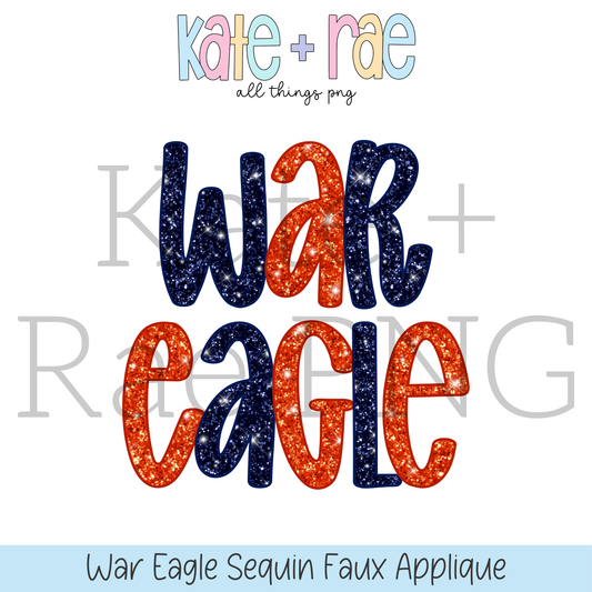 War Eagle Glitter Faux Applique