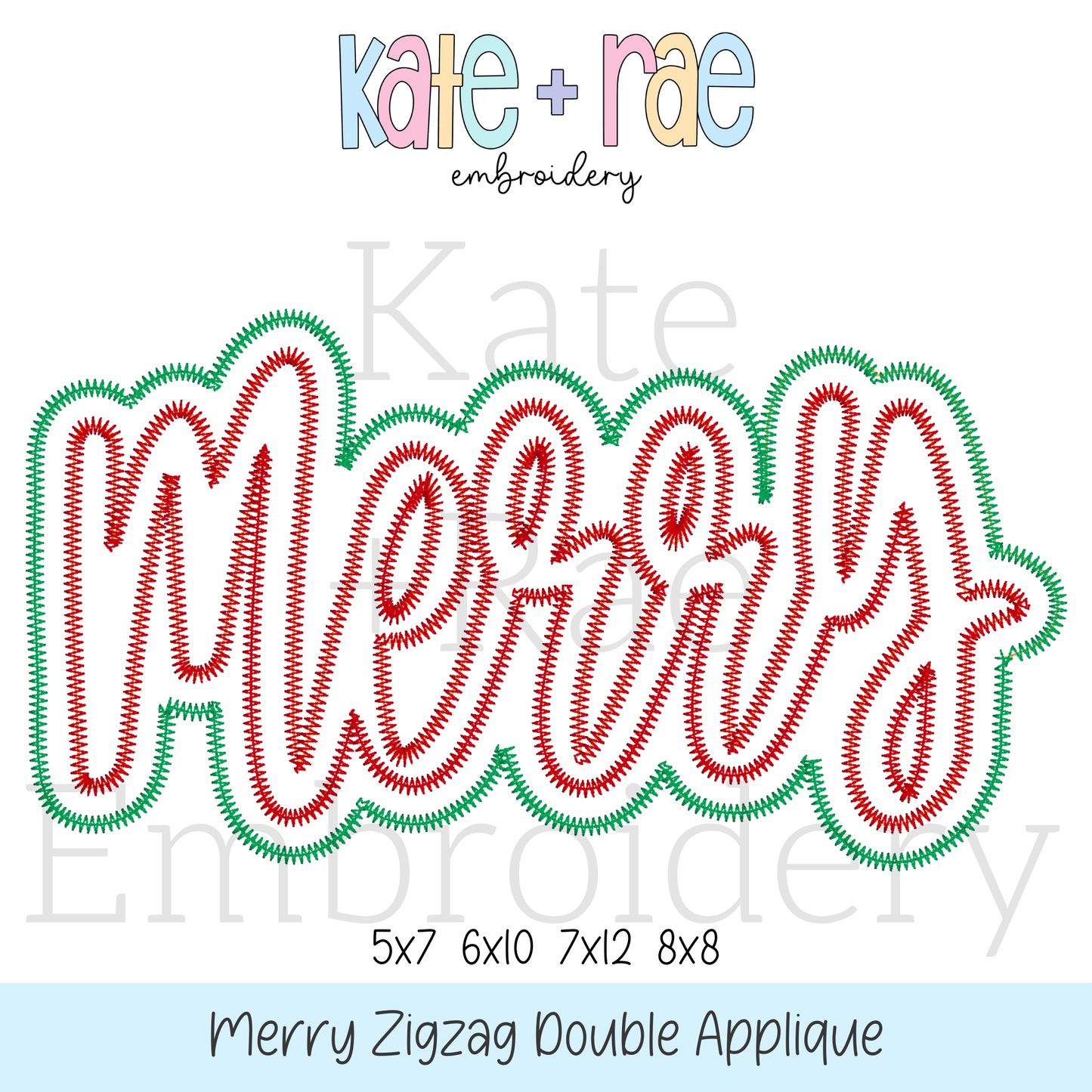 Merry Double Zigzag Stitch Applique Embroidery Design