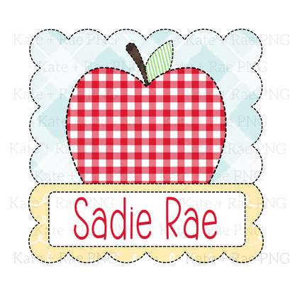 Apple Faux Applique with Name Plate