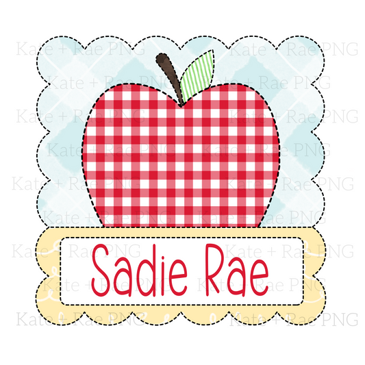 Apple Faux Applique with Name Plate