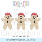 Boy's Gingerbread Man Trio Sketch Stitch Embroidery Design