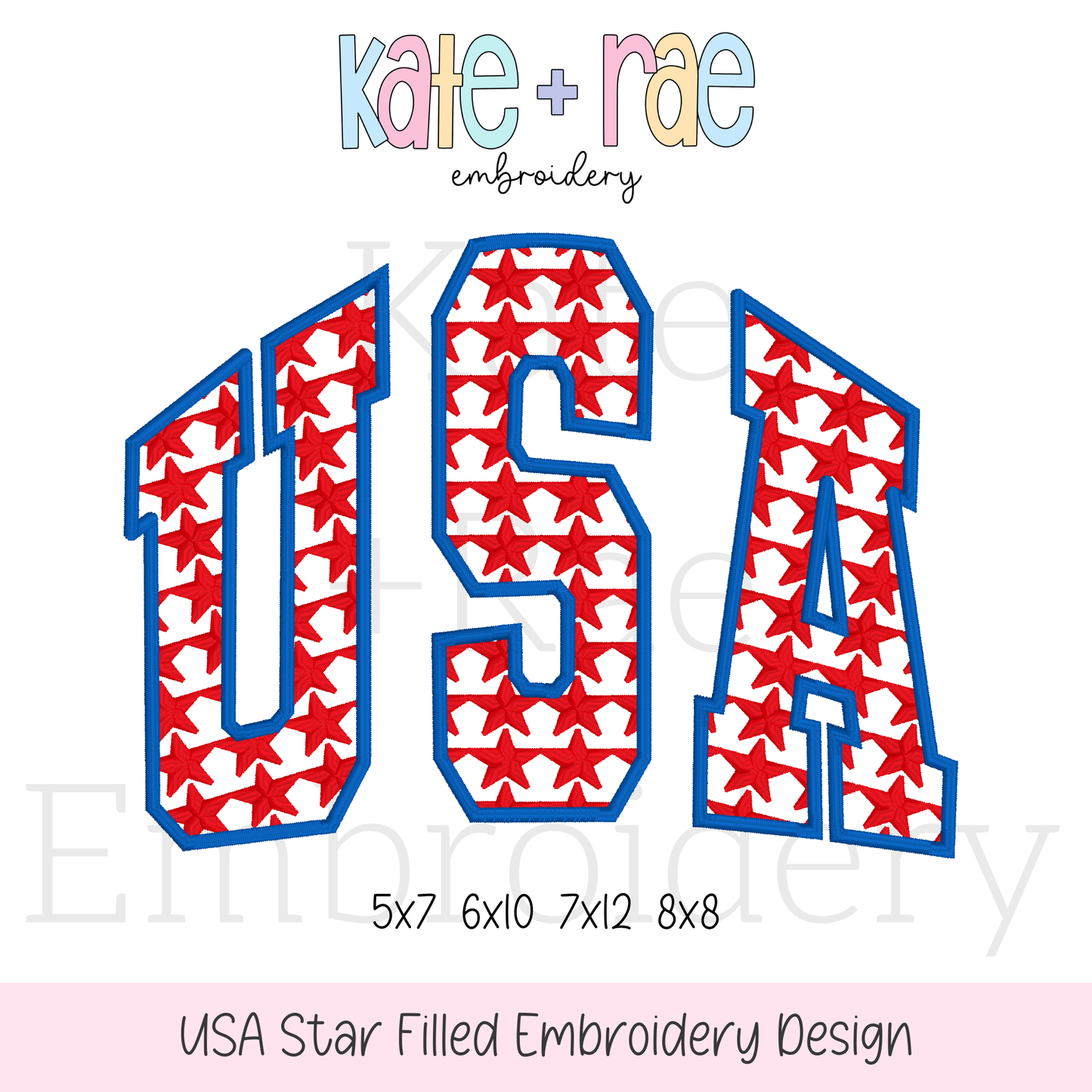 USA Star Filled Embroidery Design