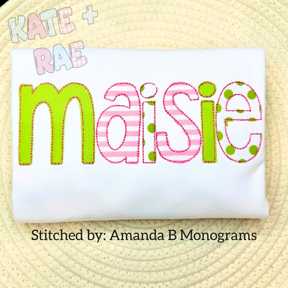 Cupcake Bean Stitch Applique Font