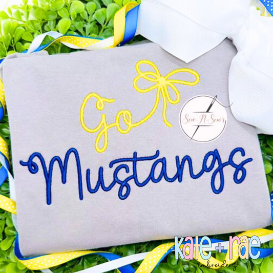 Preppy Go Mustangs Embroidery Design