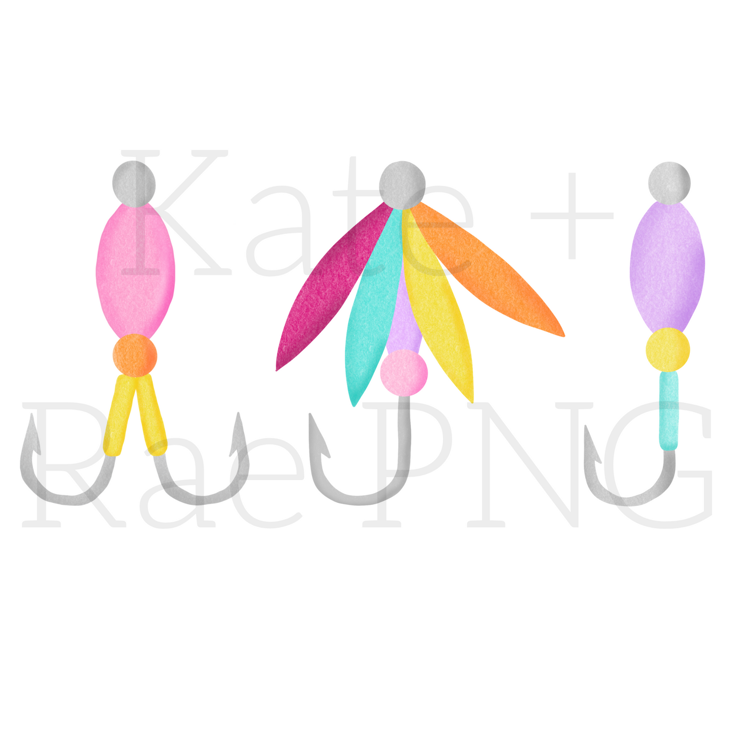 Girl's Fishing Lure Trio PNG