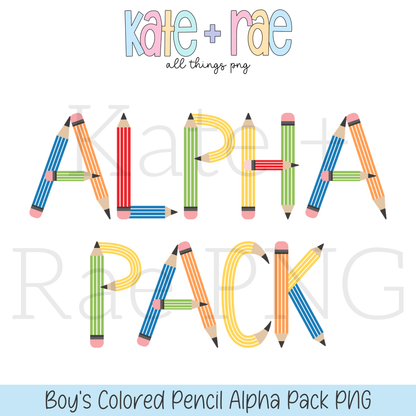 Boy's Colored Pencil Alpha Pack PNG