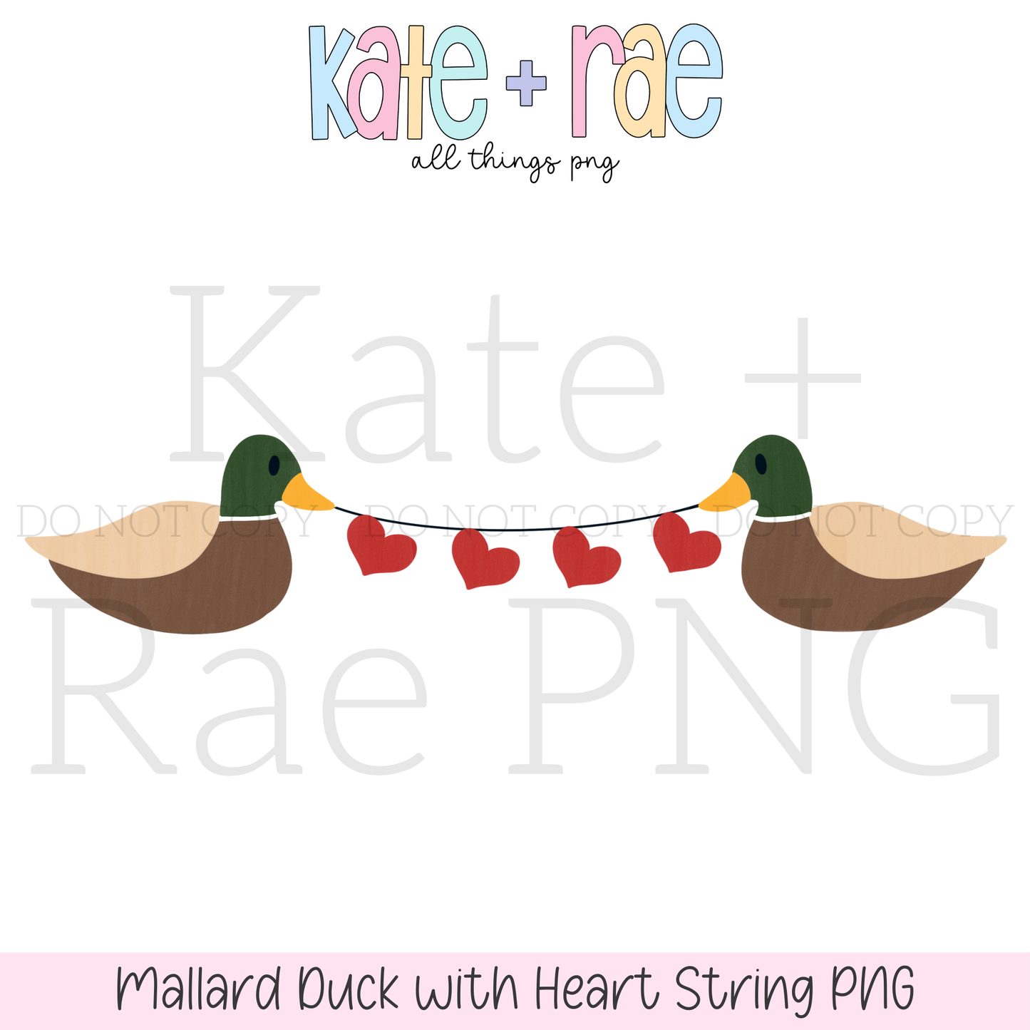 Mallard Duck with Heart String PNG