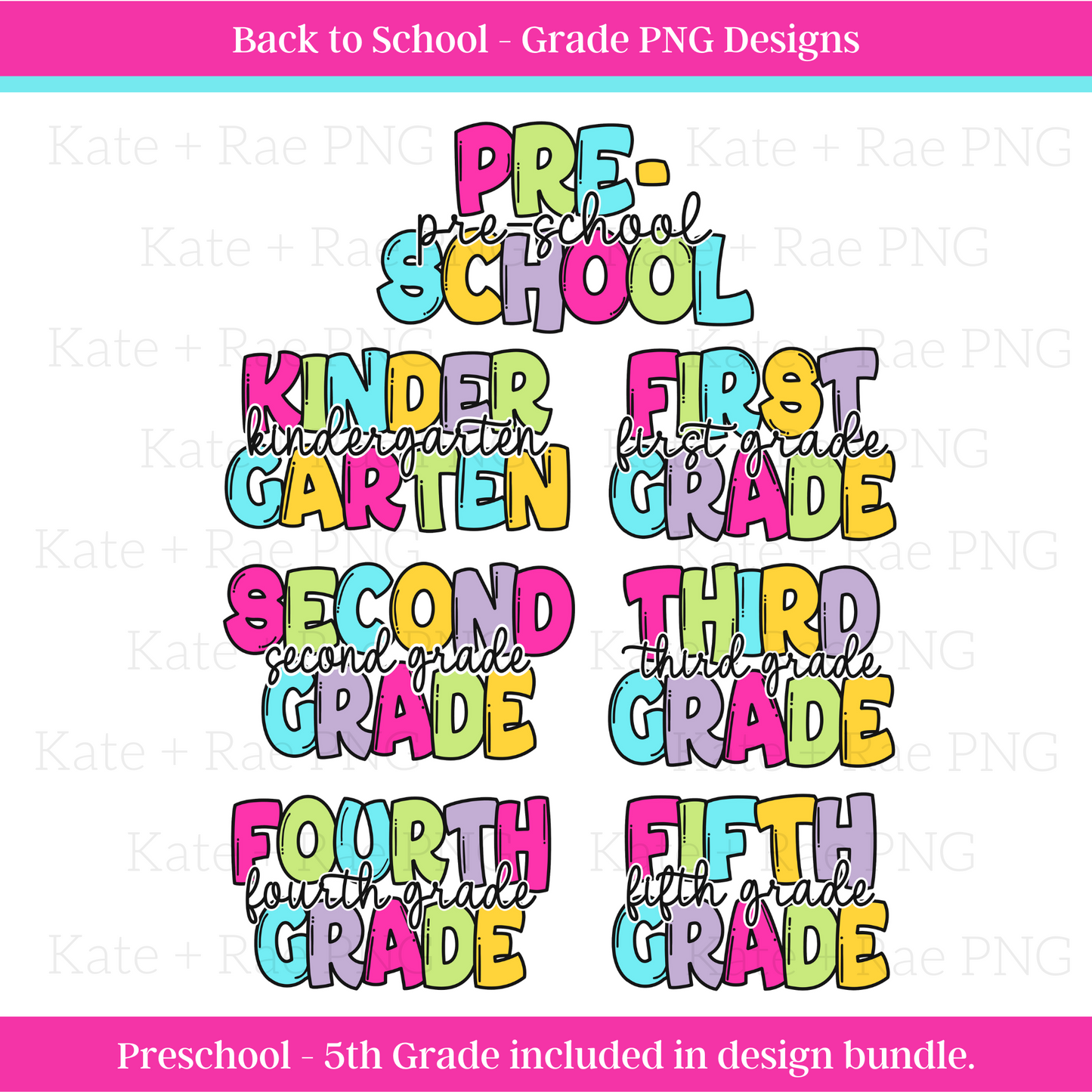 Girls Bright Colored School Grade PNG
