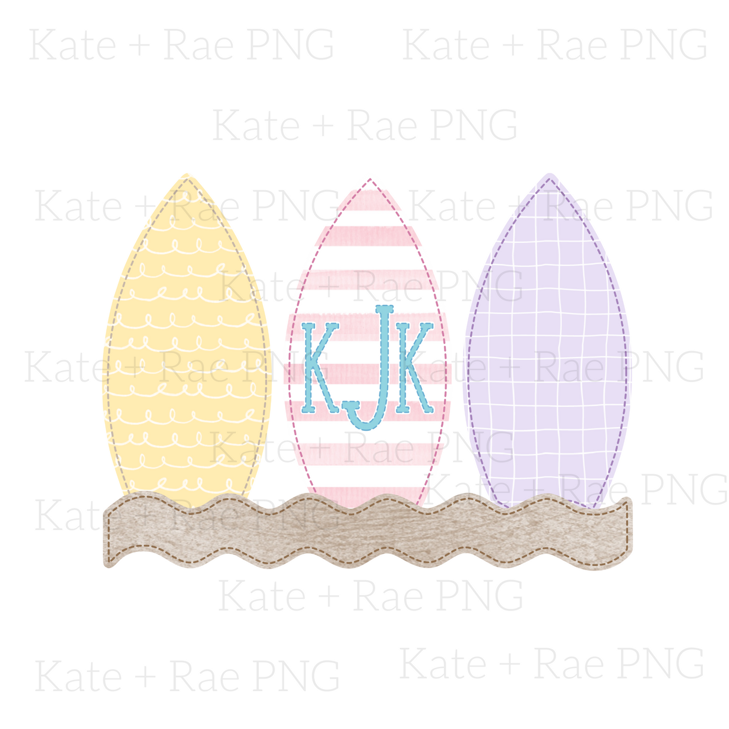 Girls Surfboard Faux Applique