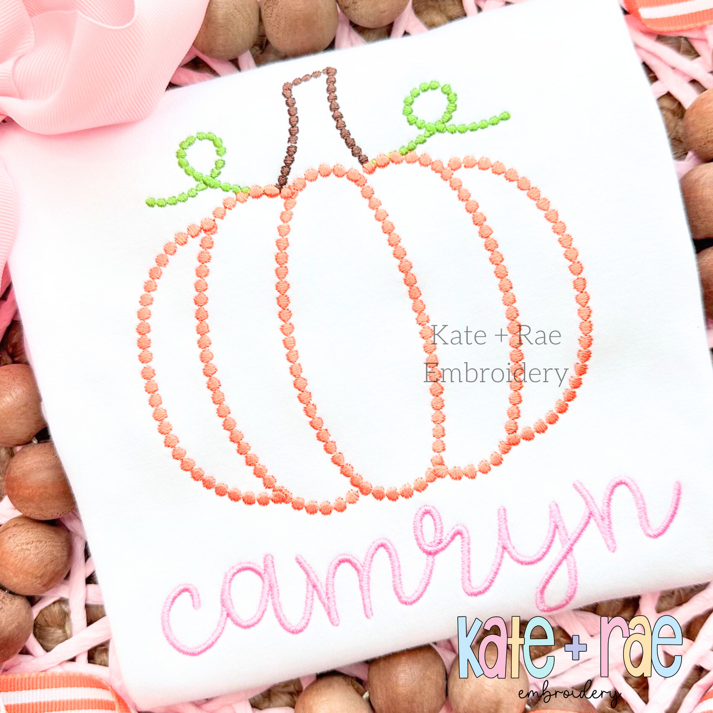 Pearl Pumpkin Outline Embroidery Design