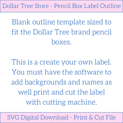 Dollar Tree Pencil Box Outline Template SVG