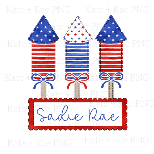 Girls Firework Faux Applique PNG