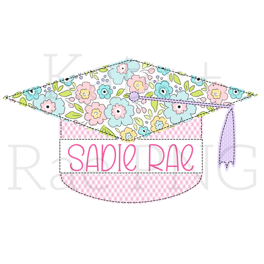 Girls Graduation Cap Faux Applique PNG