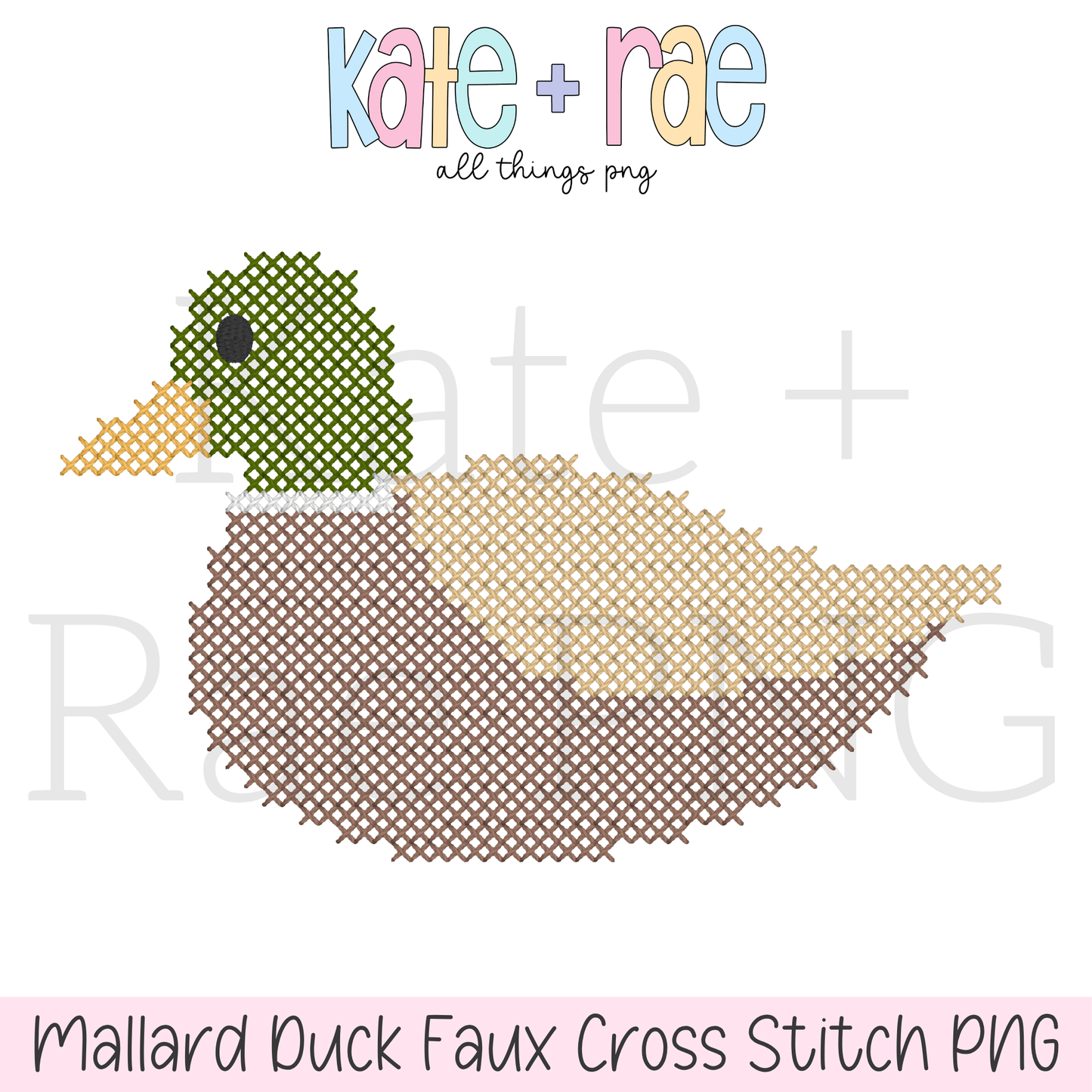 Mallard Duck Faux Cross Stitch PNG Design
