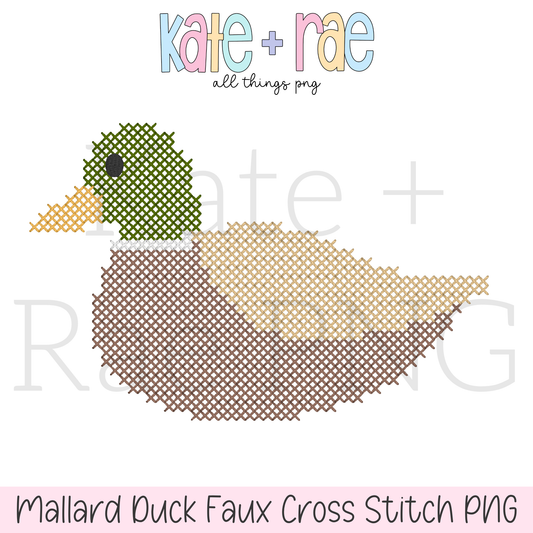 Mallard Duck Faux Cross Stitch PNG Design
