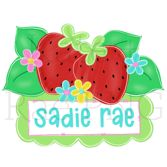 Girls Bright Strawberry Garden PNG with Name Plate