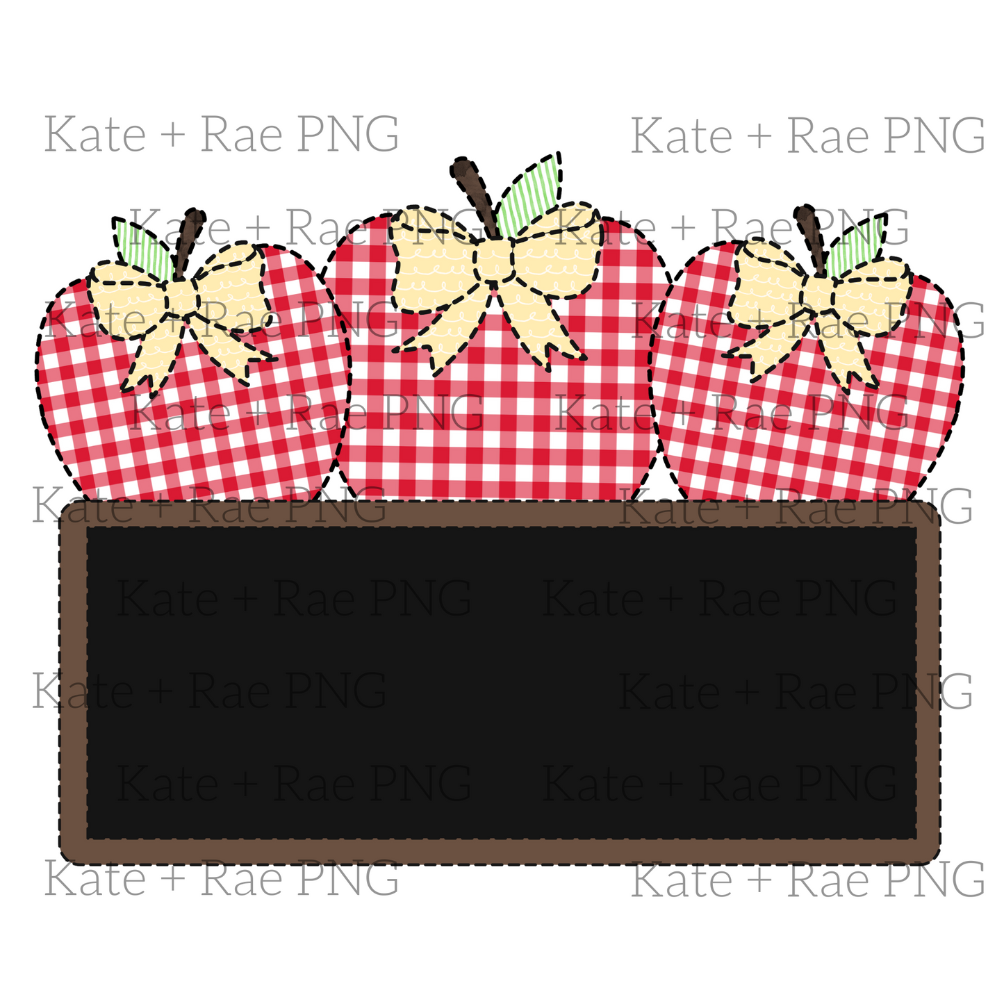 Girls Chalk Board Apple Trio Faux Applique