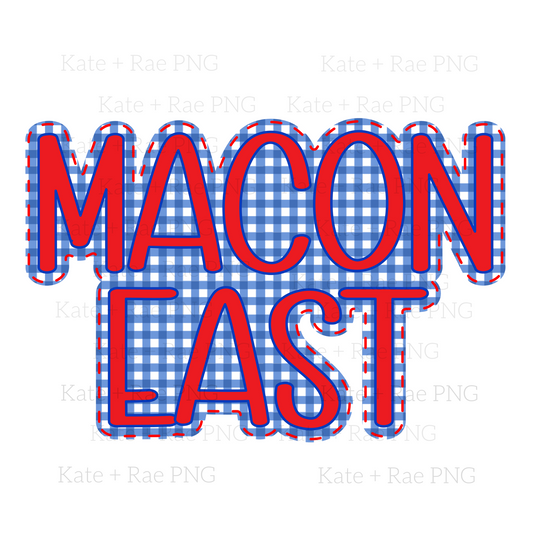 Macon East Faux Applique PNG - Blue Gingham