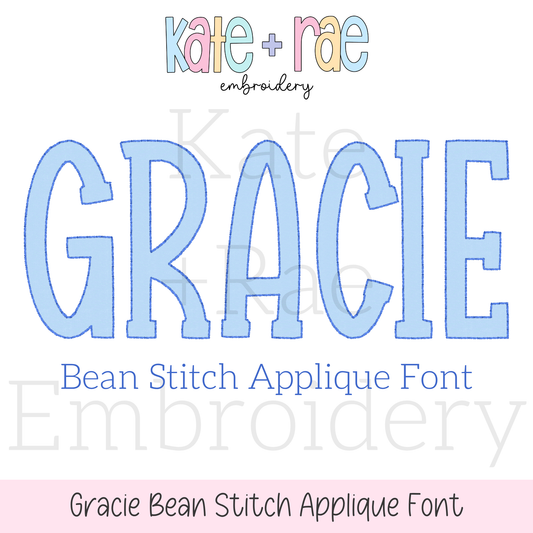 Gracie Bean Stitch Applique Embroidery Font